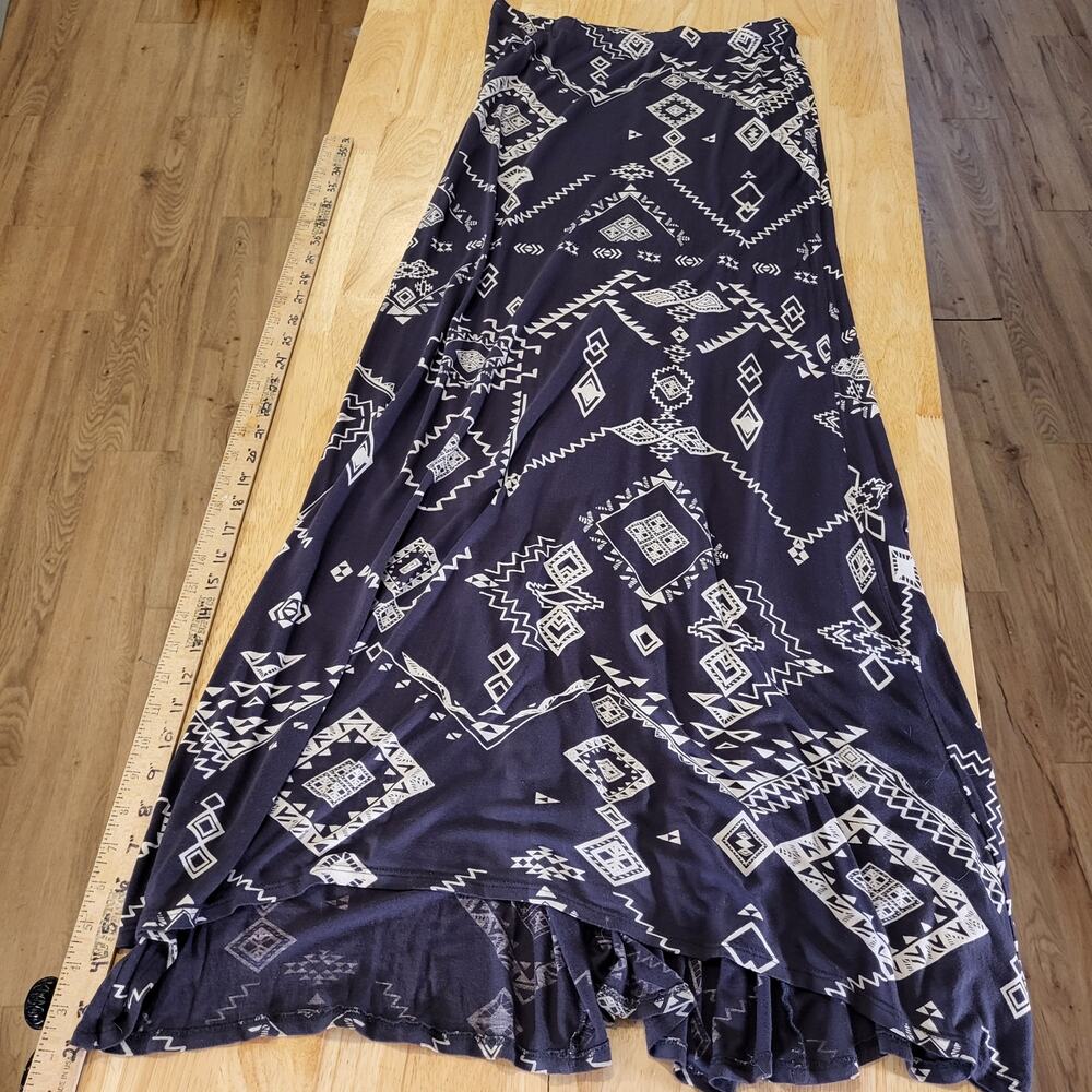 Billabong 100% Viscose Gunmetal Gray Aztec Print Jersey Knit Tube Maxi Dress M